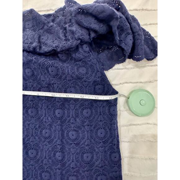 Kimchi Blue by Urban Outfitters Off Shoulder Navy Blue Blouse Women's Small Twee - Picture 8 of 11